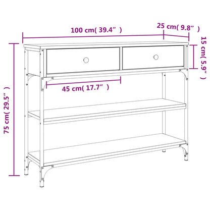 Konsolentisch Grau Sonoma 100x25x75 cm Holzwerkstoff