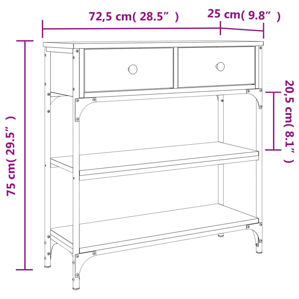 Konsolentisch Schwarz 72,5x25x75 cm Holzwerkstoff