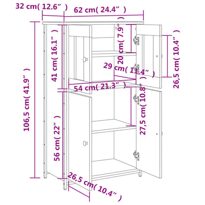 Highboard Grau Sonoma 62x32x106,5 cm Holzwerkstoff