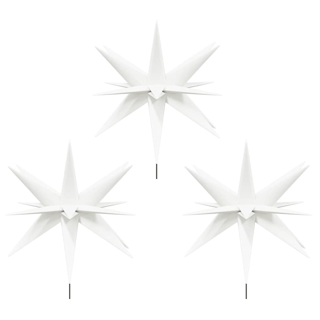 LED-Weihnachtssterne 3 Stk. mit Erdspießen Faltbar Weiß 35 cm