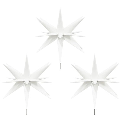 LED-Weihnachtssterne 3 Stk. mit Erdspießen Faltbar Weiß 35 cm