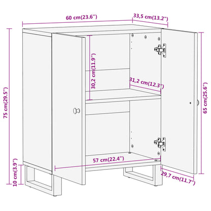 Beistellschrank Braun und Schwarz 60x33,5x75cm Massivholz Mango