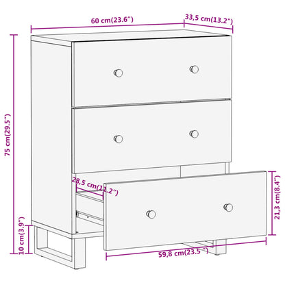 Beistellschrank Braun und Schwarz 60x33,5x75cm Massivholz Mango