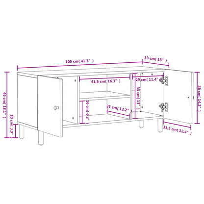 TV-Schrank Schwarz 105x33x46 cm Massivholz Mango