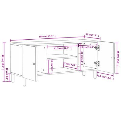 TV-Schrank Schwarz 105x33x46 cm Massivholz Mango