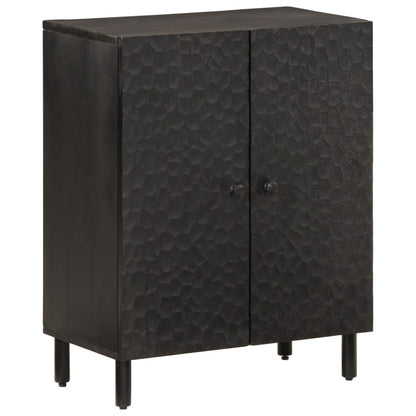 Beistellschrank Schwarz 60x33x75 cm Massivholz Mango