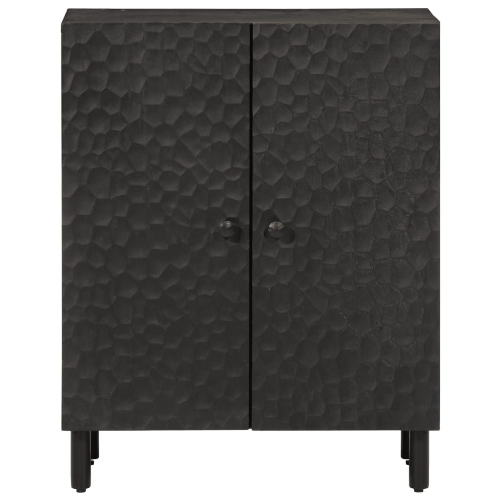 Beistellschrank Schwarz 60x33x75 cm Massivholz Mango