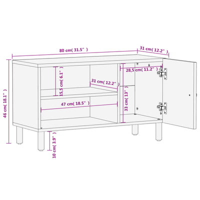 TV-Schrank Schwarz 80x31x46 cm Massivholz Mango