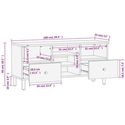 TV-Schrank 100x33x46 cm Massivholz Mango