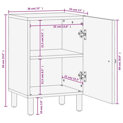 Badschrank Schwarz 38x33x58 cm Massivholz Mango