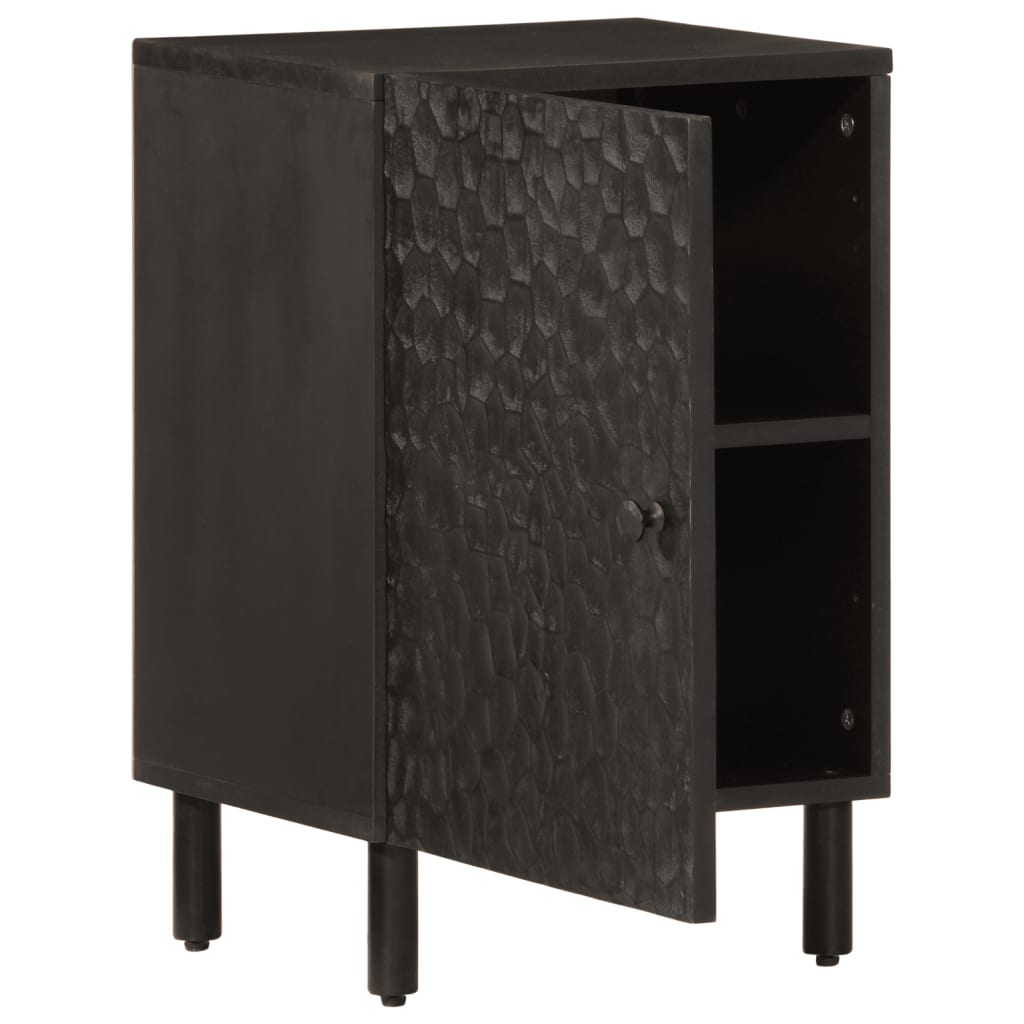 Badschrank Schwarz 38x33x58 cm Massivholz Mango