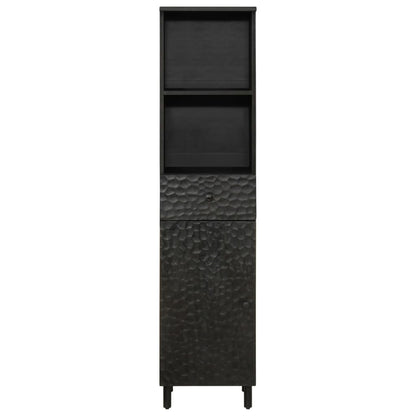 Badschrank Schwarz 38x33x160 cm Massivholz Mango