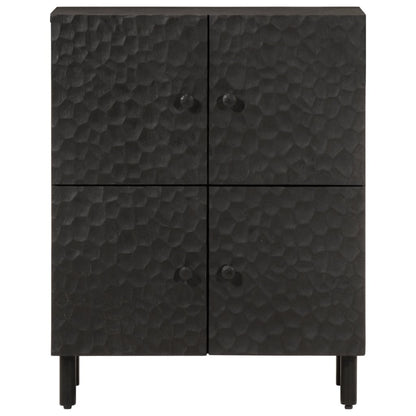 Beistellschrank Schwarz 60x33x75 cm Massivholz Mango