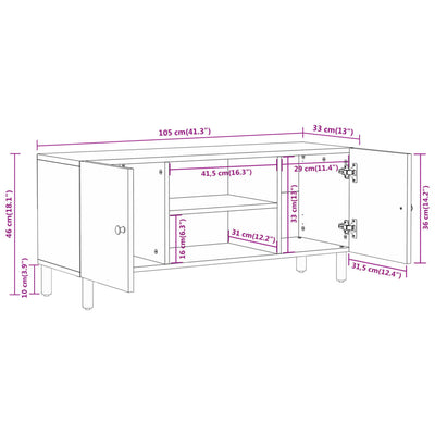 TV-Schrank 105x33x46 cm Massivholz Mango