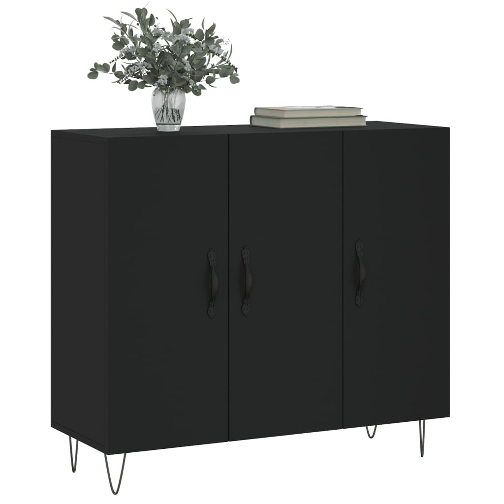 Sideboard Schwarz 90x34x80 cm Holzwerkstoff