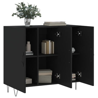 Sideboard Schwarz 90x34x80 cm Holzwerkstoff