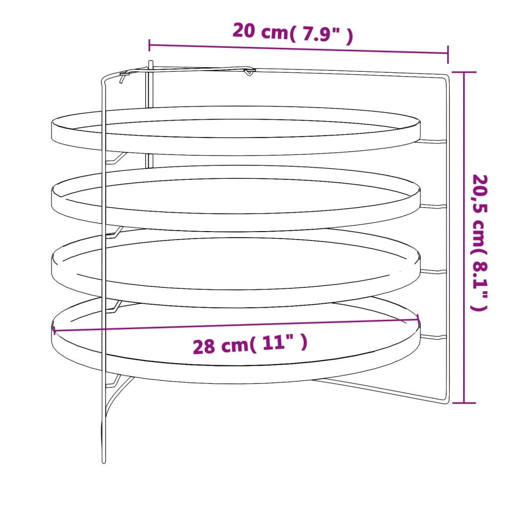 Pizzableche 4 Stk. mit Gestell Ø 28 cm Stahl