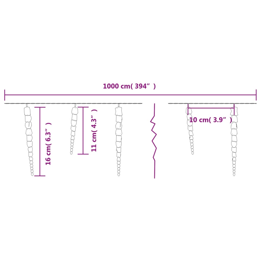 Eiszapfen-Lichterkette 100 LEDs Warmweiß 10 m Acryl PVC