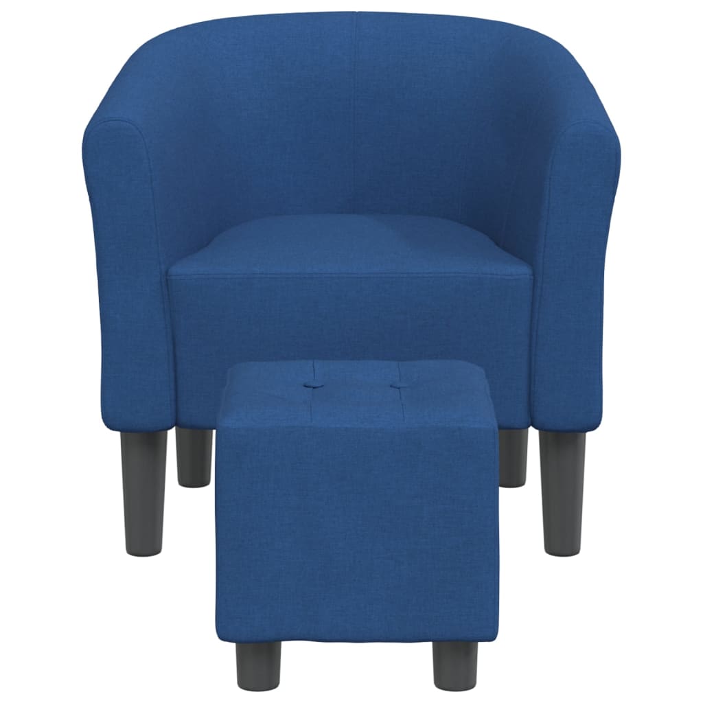 Clubsessel mit Fußhocker Blau Stoff