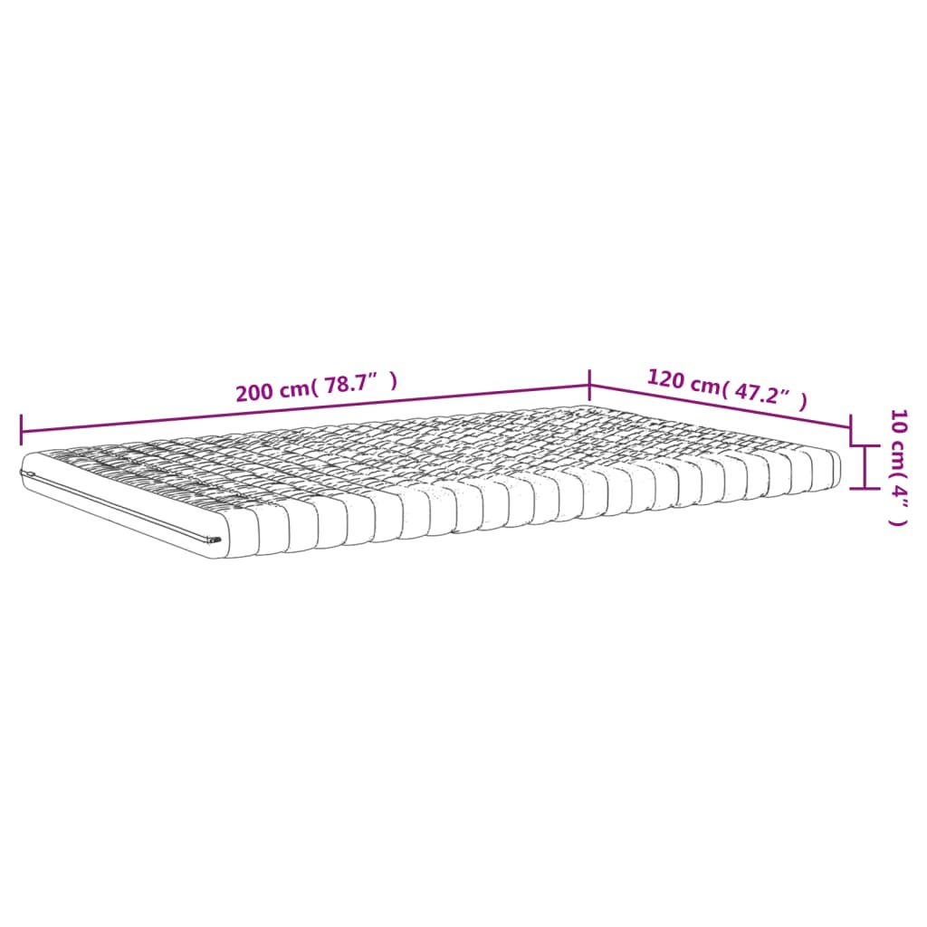 Schaumstoffmatratze Weiß 120x200 cm 7-Zonen Härtegrad 20 ILD