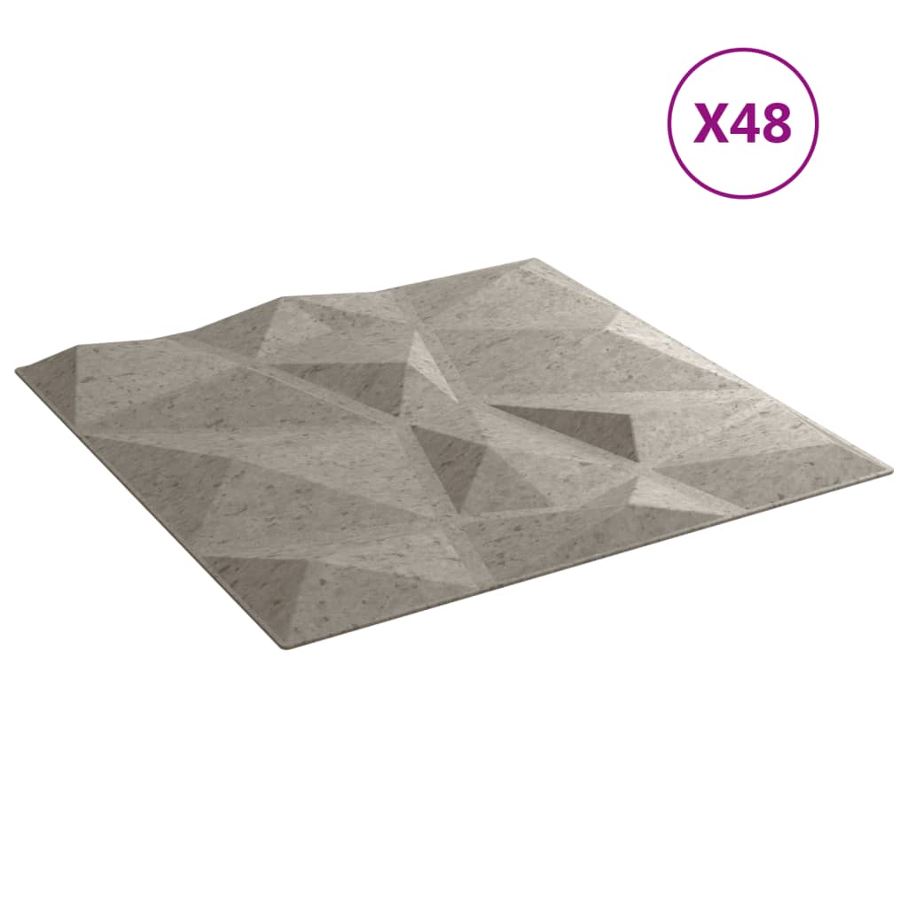 Wandpaneele 48 Stk. Betongrau 50x50 cm XPS 12 m² Diamant