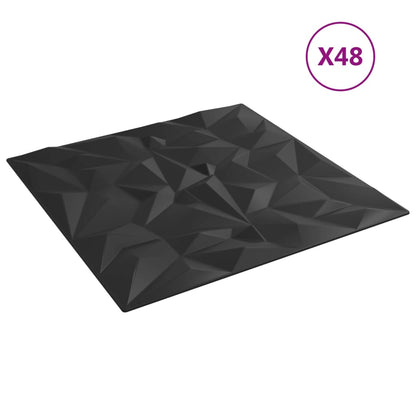 Wandpaneele 48 Stk. Schwarz 50x50 cm EPS 12 m² Amethyst