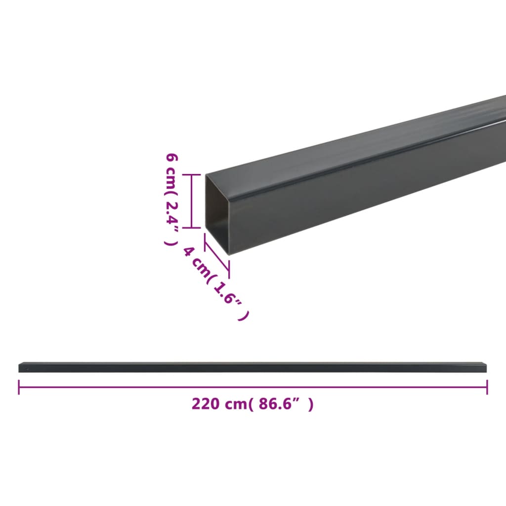 Zaunpfosten 10 Stk. Grau 220 cm Stahl