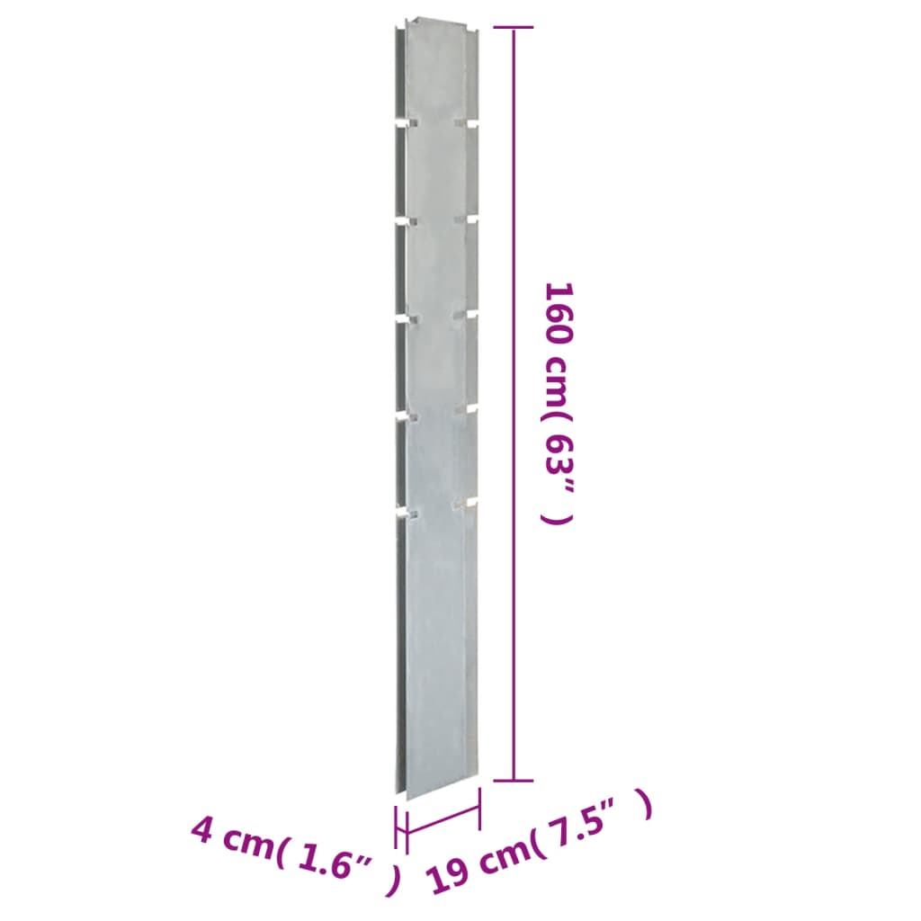 Zaunpfosten 10 Stk. Silbern 160 cm Verzinkter Stahl