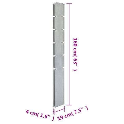 Zaunpfosten 10 Stk. Silbern 160 cm Verzinkter Stahl