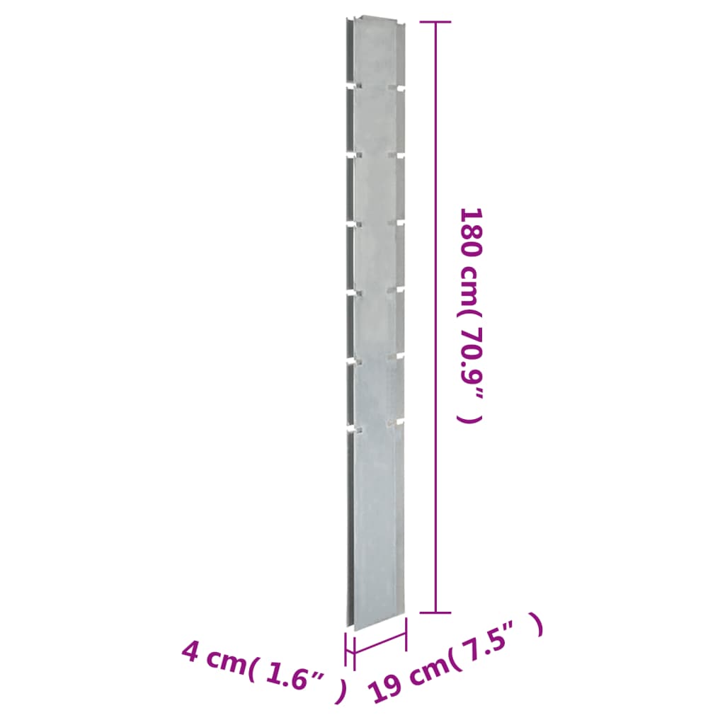 Zaunpfosten 10 Stk. Silbern 180 cm Verzinkter Stahl