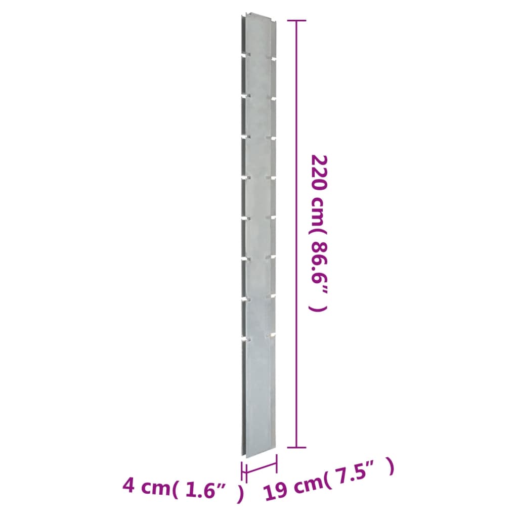 Zaunpfosten 10 Stk. Silbern 220 cm Verzinkter Stahl