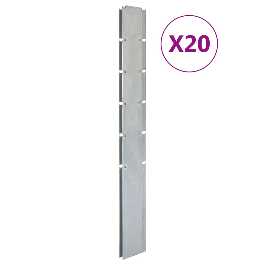 Zaunpfosten 20 Stk. Silbern 160 cm Verzinkter Stahl