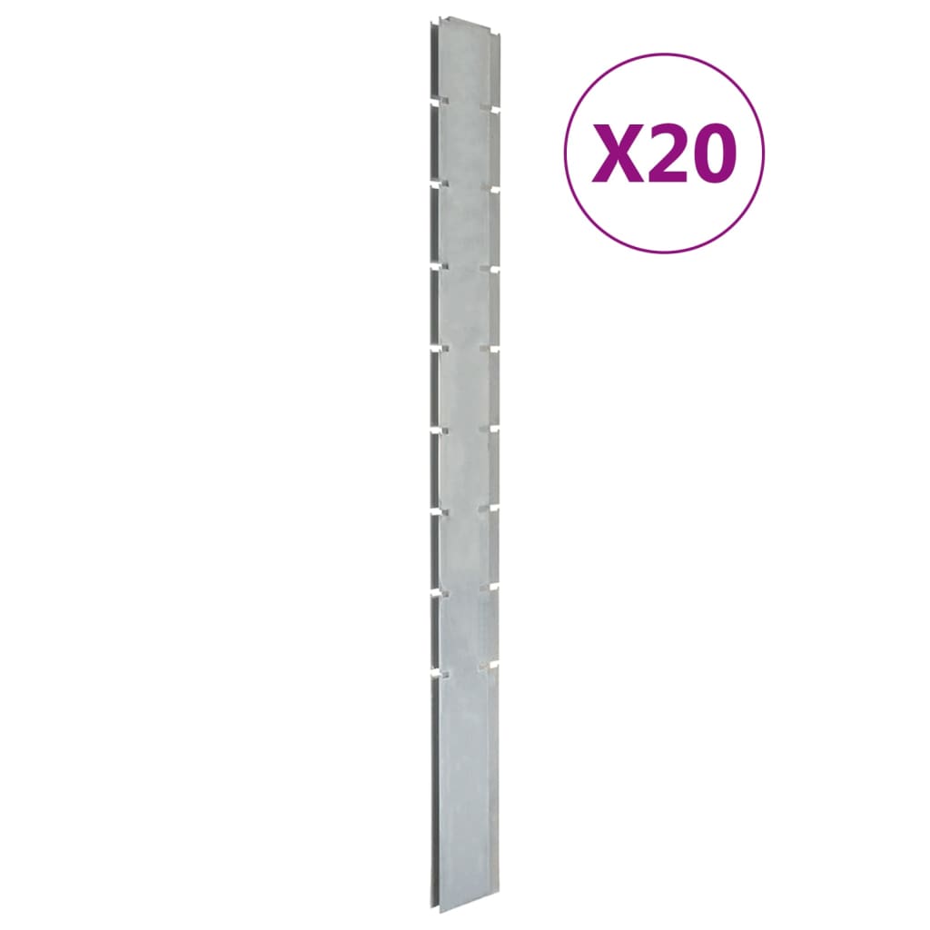 Zaunpfosten 20 Stk. Silbern 220 cm Verzinkter Stahl