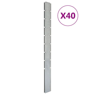 Zaunpfosten 40 Stk. Silbern 220 cm Verzinkter Stahl