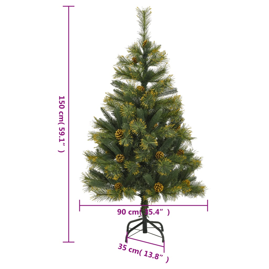 Künstlicher Weihnachtsbaum Klappbar mit Zapfen 150 cm