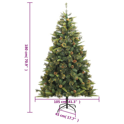 Künstlicher Weihnachtsbaum Klappbar mit Zapfen 180 cm