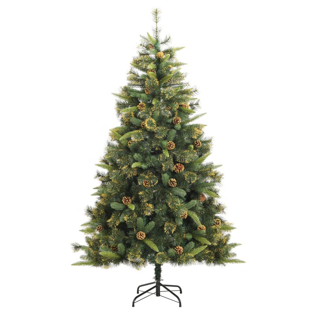 Künstlicher Weihnachtsbaum Klappbar mit Zapfen 210 cm