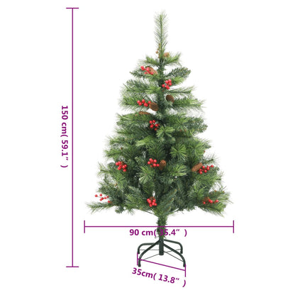 Künstlicher Weihnachtsbaum Klappbar mit Zapfen & Beeren 150 cm