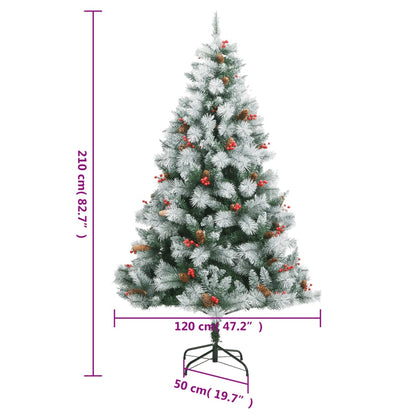 Künstlicher Weihnachtsbaum Klappbar mit Zapfen & Beeren 210 cm