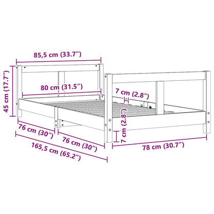 Kinderbett Weiß 80x160 cm Massivholz Kiefer