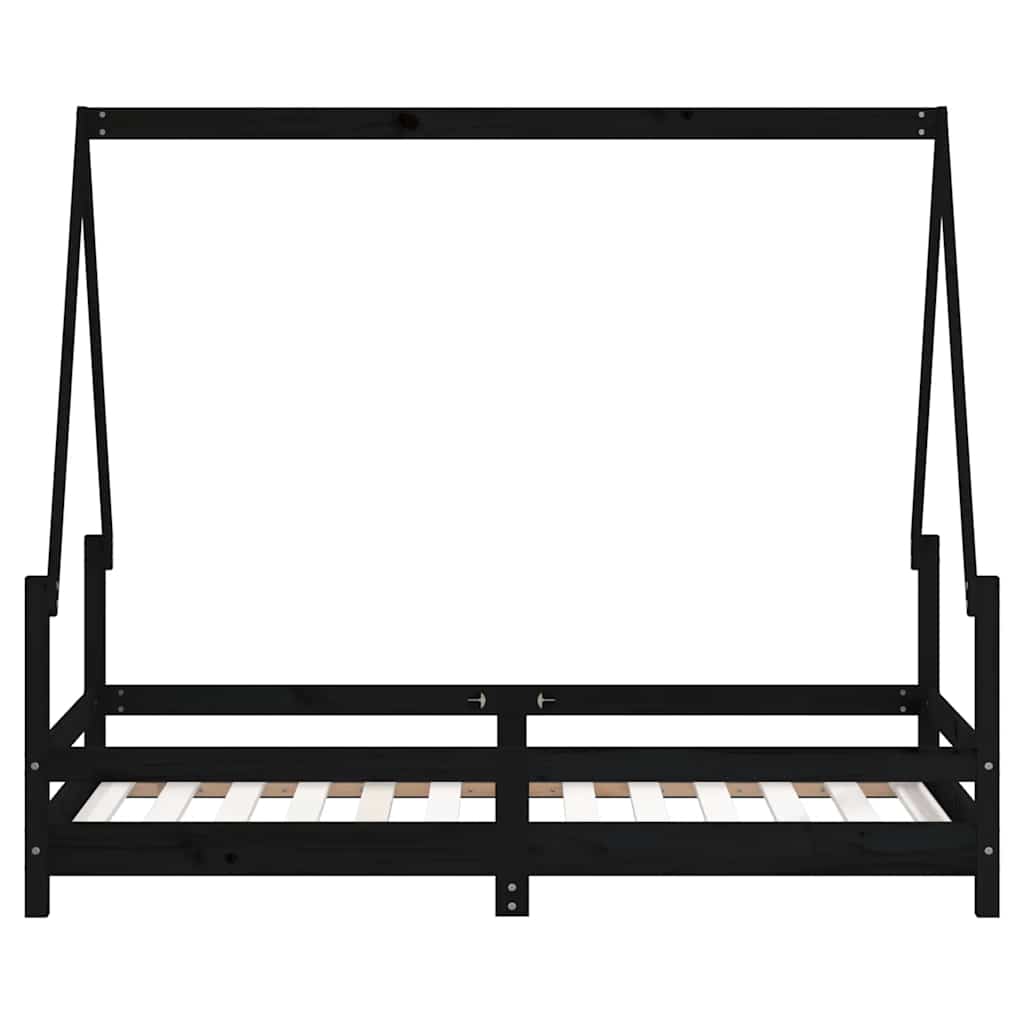 Kinderbett Schwarz 80x160 cm Massivholz Kiefer