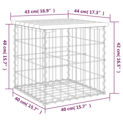 Gartenbank aus Gabionen 43x44x42 cm Massivholz Kiefer