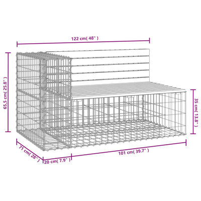 Gartenbank aus Gabionen 122x71x65,5 cm Massivholz Douglasie