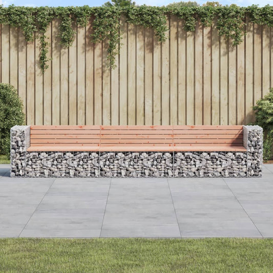 Gartenbank aus Gabionen 347x71x65,5 cm Massivholz Douglasie