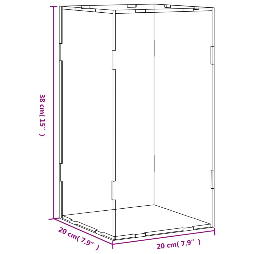 Vitrine Transparent 20x20x38 cm Acryl