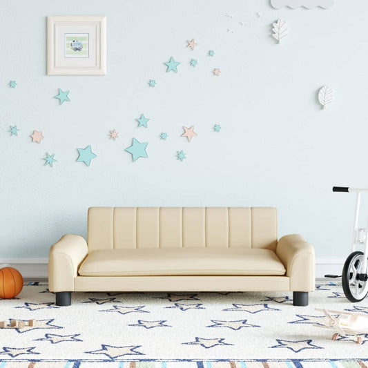 Kindersofa Creme 90x53x30 cm Stoff