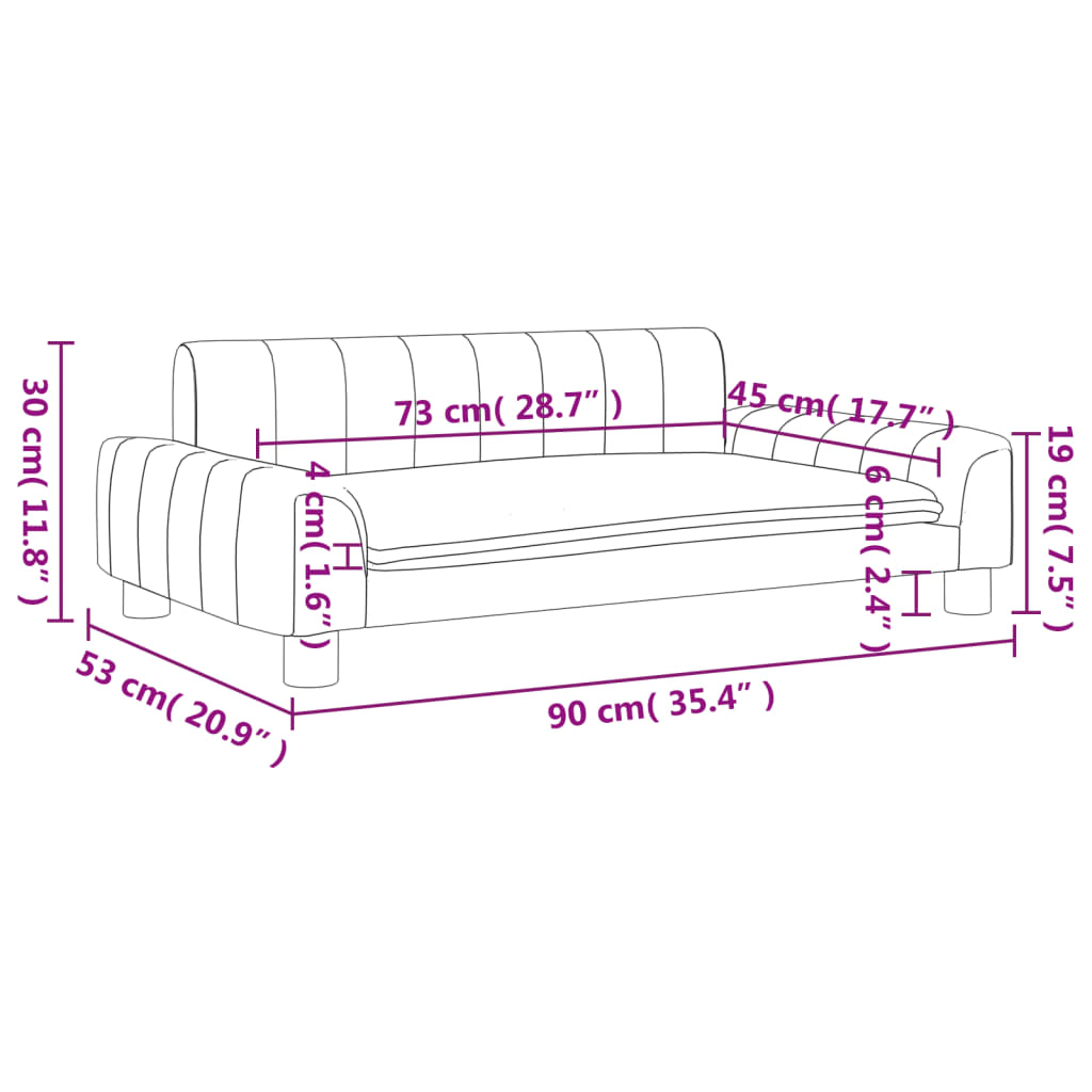 Kindersofa Hellgrau 90x53x30 cm Stoff