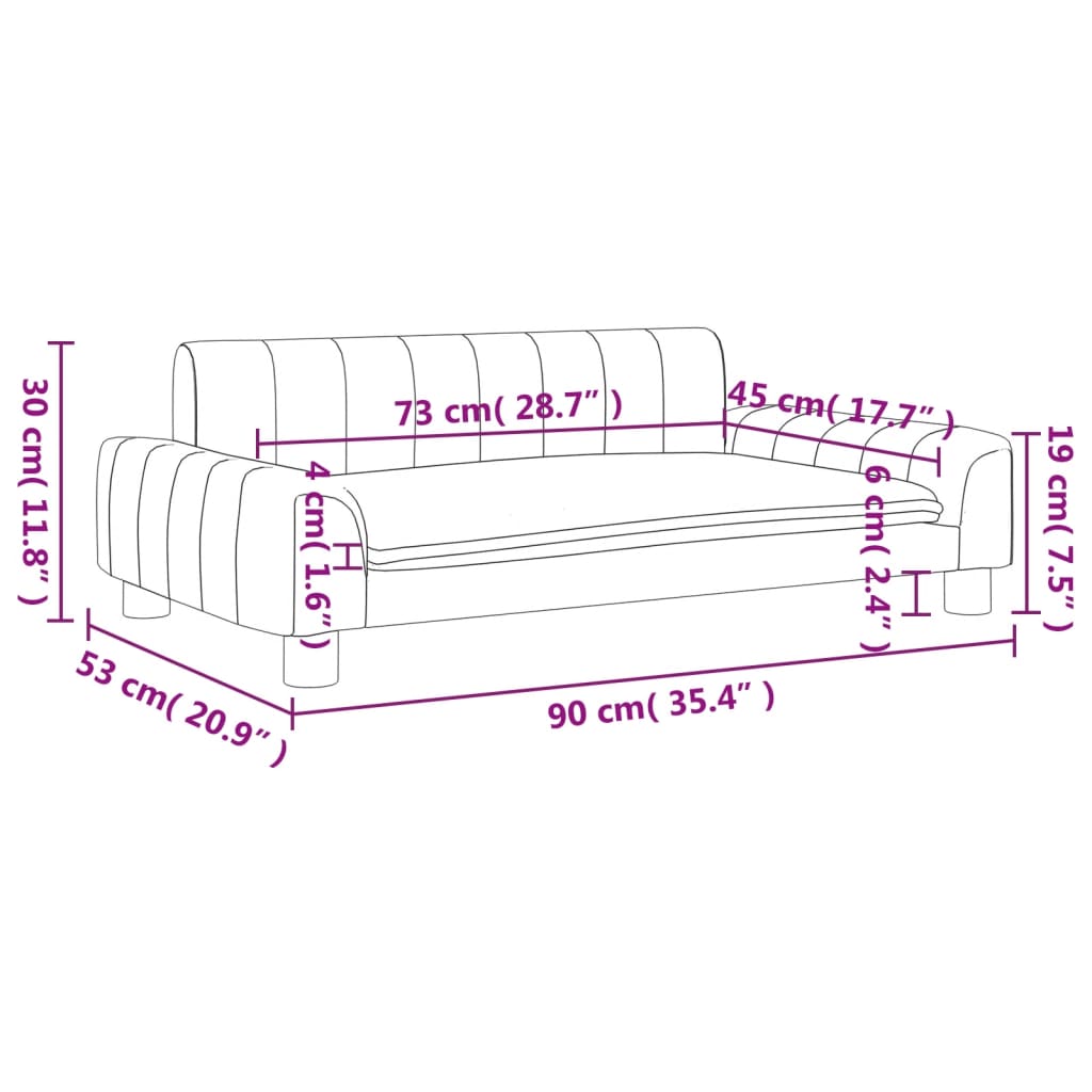 Kindersofa Dunkelgrau 90x53x30 cm Stoff