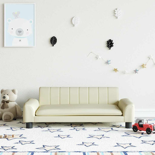 Kindersofa Creme 90x53x30 cm Kunstleder