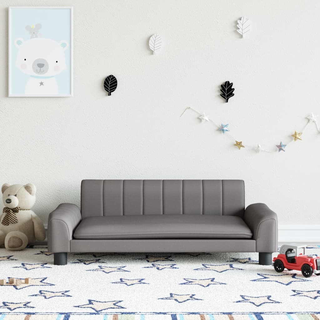 Kindersofa Grau 90x53x30 cm Kunstleder